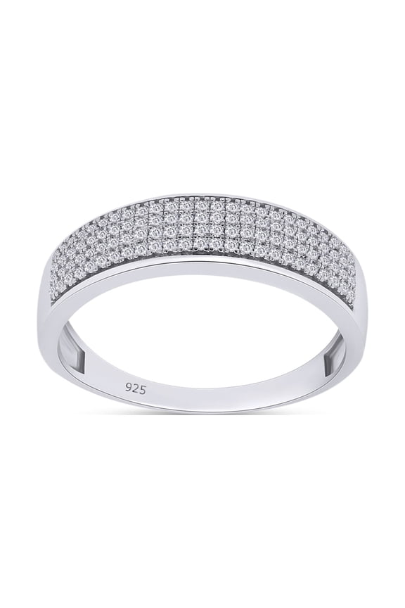 1/3 Ct Round Cut Lab Created Moissanite Diamond Mens Wedding Band Ring In 14K White Gold Plated Sterling Silver(G-H Color,VVS1 Clarity,0.33 Cttw)-10
