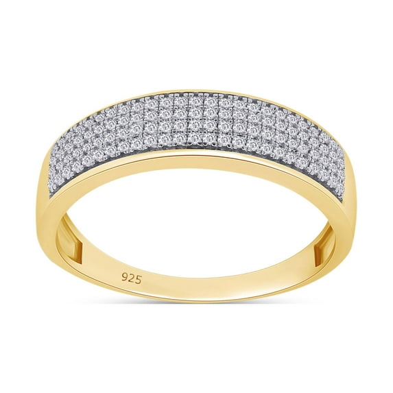 1/3 Ct Round Cut Lab Created Moissanite Diamond Mens Wedding Band Ring In 14K Yellow Gold Plated Sterling Silver(G-H Color,VVS1 Clarity,0.33 Cttw)-7