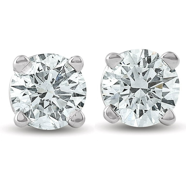  Girl's Jewelry - 14K White Gold 0.14 CTW Diamond Screw Back  Earring Studs: Clothing, Shoes & Jewelry