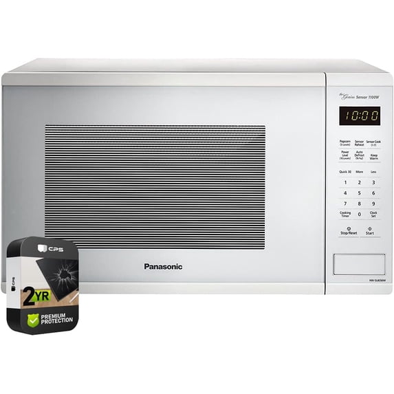 1.3 Cu. Ft. 1100W Countertop Microwave Oven in White Bundle with 2 YR CPS Enhanced Protection Pack