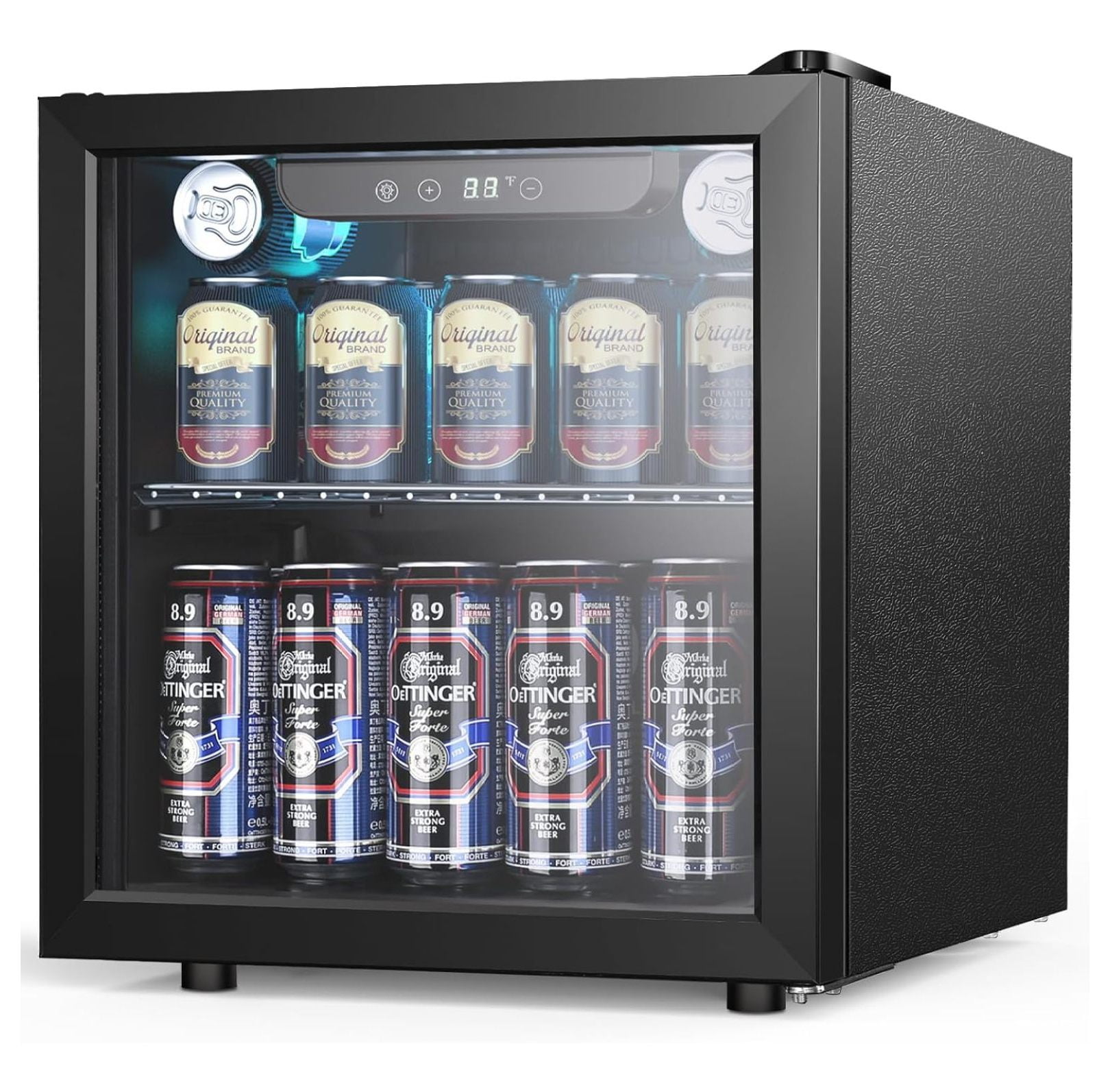 1.3 Cu.Ft Beverage Refrigerator Cooler, 12 Bottle Can Mini Fridge for Beer Soda Wines Clear Front Glass Door,Freestanding beverage Small fridge with Adjustable Shelving