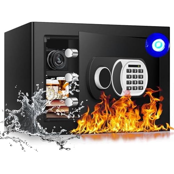 1.3 Cu Ft Safe Box, Small Safes for Home Documents Use, Digital Security Box with Electronic Keypad, Smart Alert System, Spare Keys, Removable Shelf, LED Light, Anti-Theft Safety Box