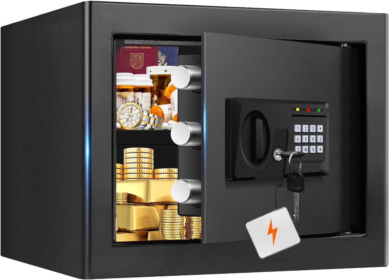 1.3 Cub Small Fireproof Safe for , Fire Safe Box with Digital Keypad, Spare Key and Removable Shelf,  Safes Water and Fireproof for , , ID Documents