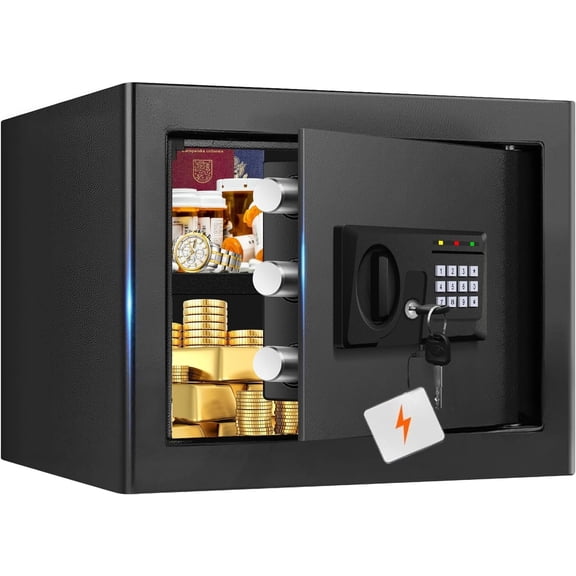 1.3 Cub Small Fireproof Safe for , Fire Safe Box with Digital Keypad, Spare Key and Removable Shelf,  Safes Water and Fireproof for , , ID Documents