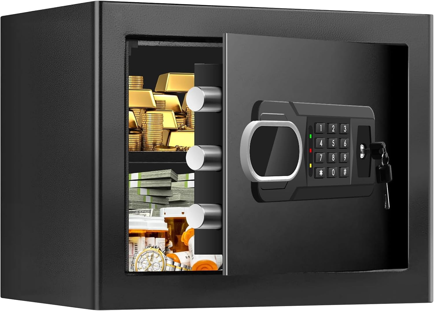 1.3 Cubic Feet Fireproof Small Safe Box with Digital Keypad, Spare Keys ...