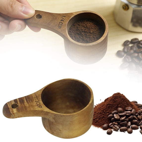 1/3 Cup Kitchen Measuring Cups Wooden Dry Measuring Cups Measuring Coffee Cup Scoop for Baking, Cooking, Measuring, Home Kitchen Accessories