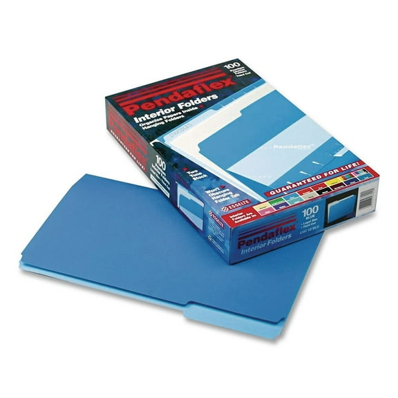 1/3 Cut Tab Legal Size Interior File Folders - Blue (100/Box)