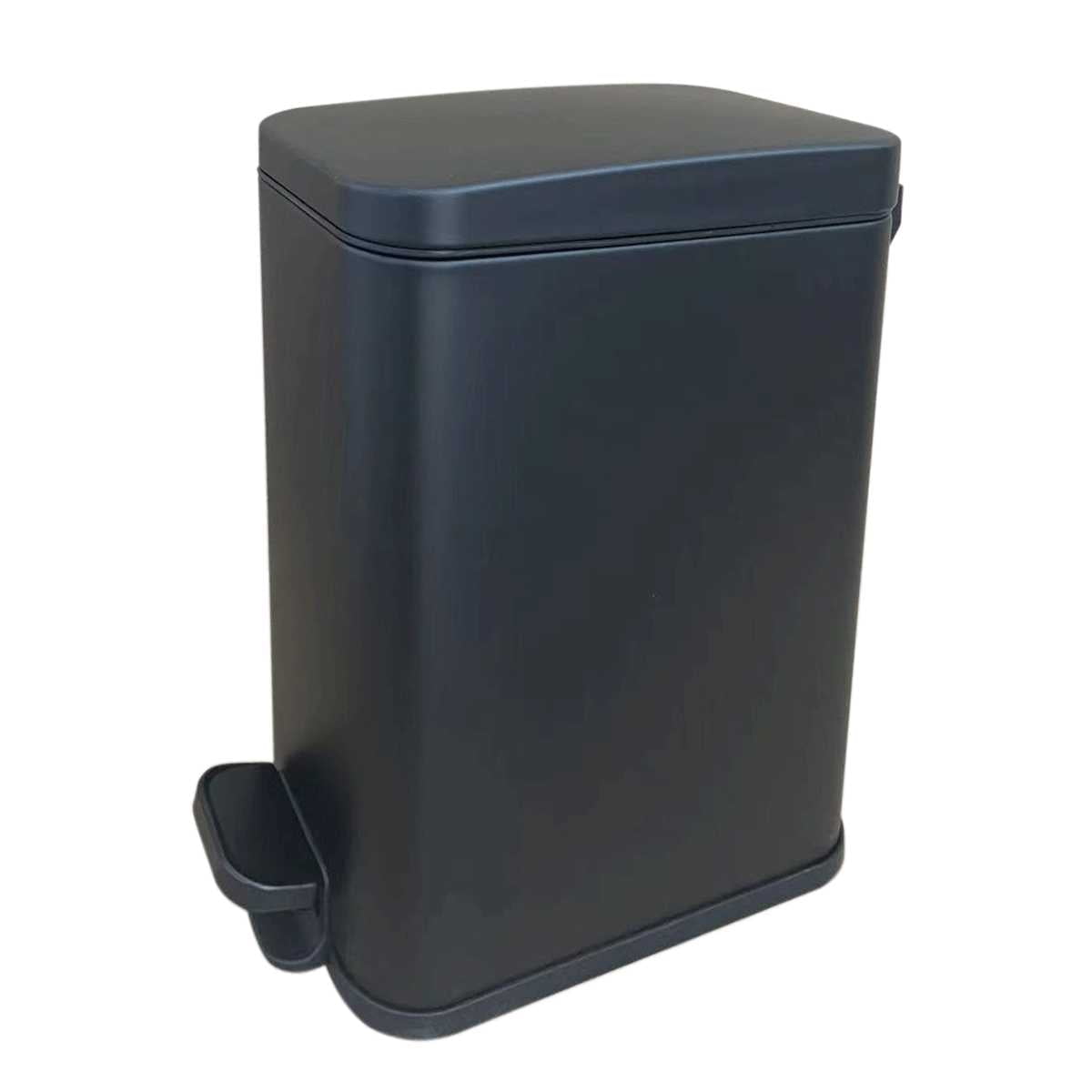 1.3 Gallon (5 L) Bathroom Trash Can, Small Trash Bin with Lid, Slim for Small Spaces, Stainless Steel Garbage Can, Soft Close, Black