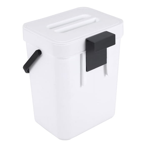 1.3 Gallon Kitchen Compost Bin Trash Can with Lid Food Waste Bin Small and Light Bathroom Trash Can White