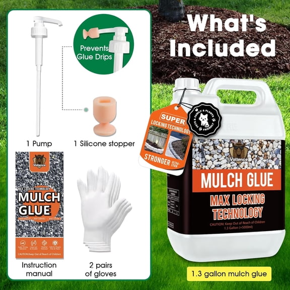 1.3 Gallon Mulch Glue for Landscaping,Rock Glue,No Dilution Needed Fast-Dry Non-Toxic Weather-Resistant Strong Gravel Binder, Pine Straw Outdoor Strong Pebble Gravel Hold for Garden
