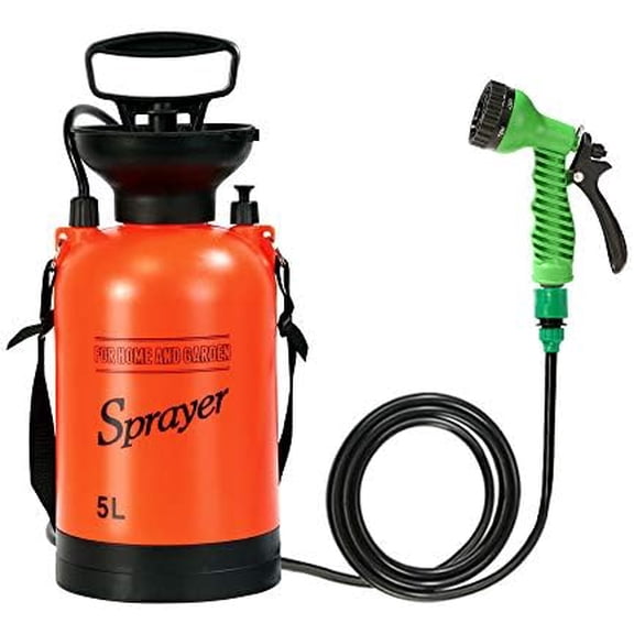 1.3 Gallon Pressure Sprayer with 7 Spray Modes, Camping Shower with Removable Hose and Shower Head, for Camping Outdoor Traveling Hiking and Pet Bath, 5L, Red$$Sport & Recreation Other