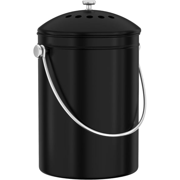 1.3 Gallon Stainless Steel Countertop Compost Bin with Charcoal Filter – Ideal Kitchen Essentials or Small Composter for Under the Sink Trash – Kitchen Compost Bin Countertop