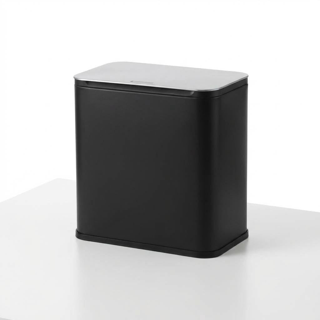 1.3 Gallon Stainless Steel Kitchen Waste Bin Compact Small Trash Can Durable Garbage Bin for Countertop Under Sink Bathroom Bedroom Cupboard - Black