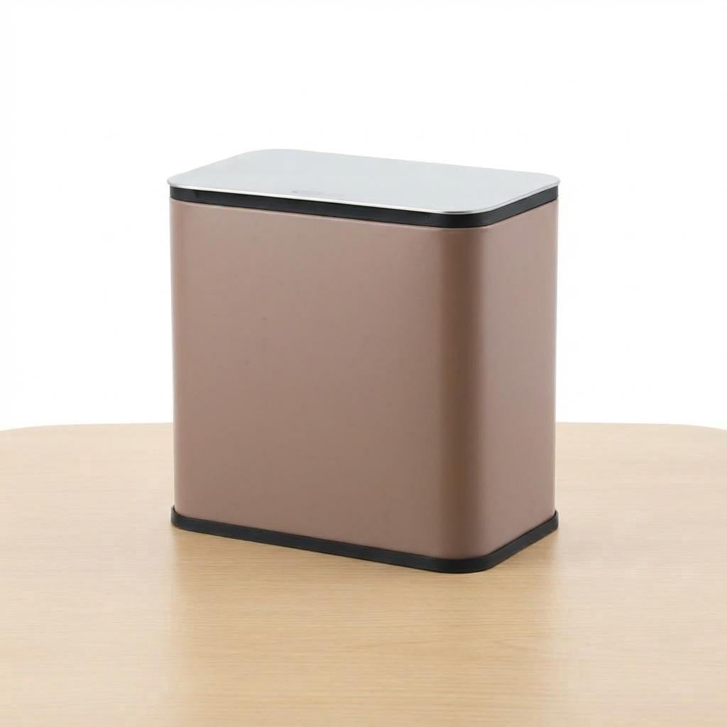 1.3 Gallon Stainless Steel Kitchen Waste Bin Compact Small Trash Can Durable Garbage Bin for Countertop Under Sink Bathroom Bedroom Cupboard - Brown