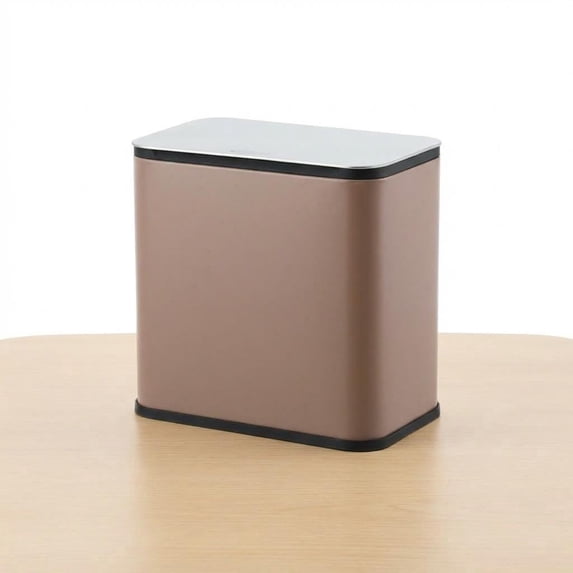 1.3 Gallon Stainless Steel Kitchen Waste Bin Compact Small Trash Can Durable Garbage Bin for Countertop Under Sink Bathroom Bedroom Cupboard - Brown