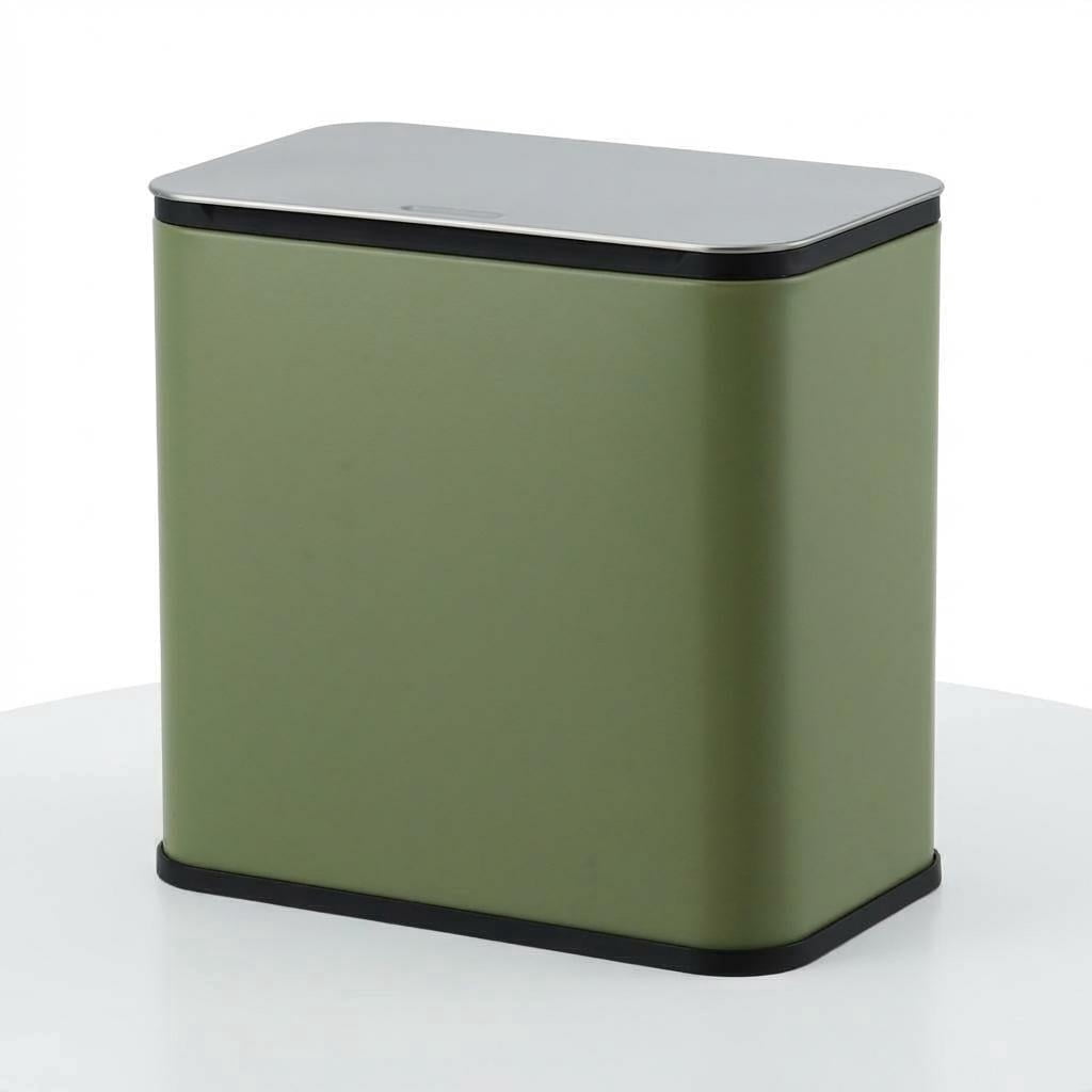 1.3 Gallon Stainless Steel Kitchen Waste Bin Compact Small Trash Can Durable Garbage Bin for Countertop Under Sink Bathroom Bedroom Cupboard - Green