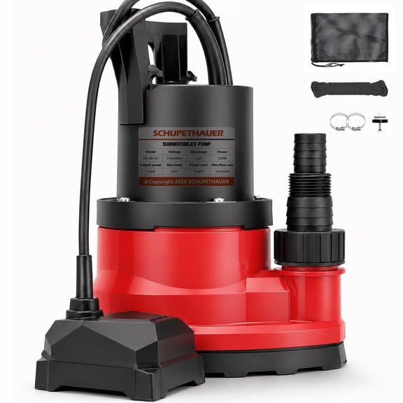 1/3 HP Submersible Utility Pump, 11V 2550 GPH ,Portable Sump Pump with Auto