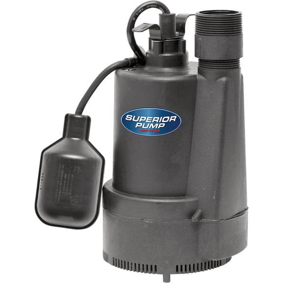 Superior Pump 1/3 HP Sump Pump with Tethered Float Switch Indoor & Outdoor Use, NEC-Compliant