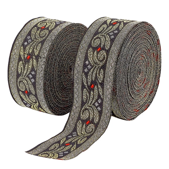 1.3 Inch Jacquard Ribbon 7.6 Yards Floral Ribbon Trim Fringe Vintage Woven Trim Fabric