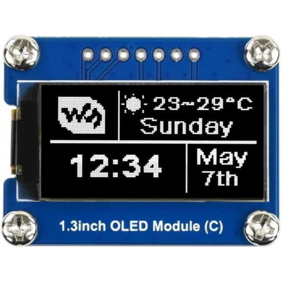 1.3 Inch OLED Display Module 64x128 Resolution with SH1107 Driver SPI I2C Interface for Microcontroller Development Board IoT Sensor DIY Electronics Kit SKU-18179