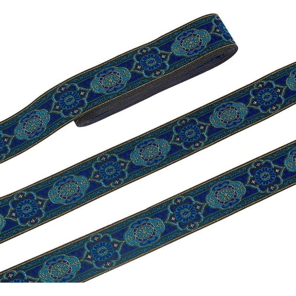 1.3 Inch Vintage Jacquard Ribbon 7 Yards Emobridered Woven Ribbon Boho Fabric Sewing Woven Ribbon Persian Floral Trim Fringe Decor Trim