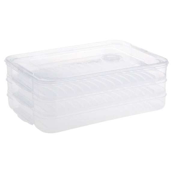 1/3 Layers Dumplings Box Stackable Plastic Storage Tray with Lid Sealed Airtight Food Preservation Container Fridge Refrigerator Organizer