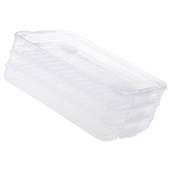 1/3 Layers Dumplings Box Stackable Plastic Storage Tray with Lid Sealed Food Preservation Container Fridge Organizer