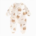 thumbnail image 1 of 1-3 Months Newborn Baby Bear Patched Casual Long Sleeve Bodysuit Toddler & Infant Boy's Girl's Comfortable Clothing One-Piece Romper Newborn Pajamas, 1 of 4