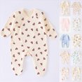 thumbnail image 1 of 1-3 Months Newborn Baby Bear Patched Casual Long Sleeve Bodysuit Toddler & Infant Boy's Girl's Comfortable Clothing One-Piece Romper Newborn Pajamas, 1 of 4