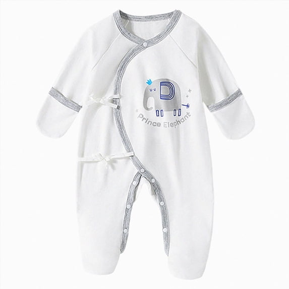 1-3 Months Newborn Footed Sleeper Gown With Mitten Cuffs Cotton Side Baby Footed Print Infant Play Jumpsuit