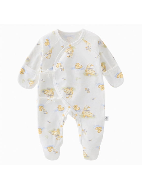 1-3 Months Newborn Footed Sleeper Gown With Mitten Side Baby Footed Print Infant Play For 0 6 Months One-Piece Footed Romper Newborn Gift