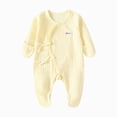 thumbnail image 1 of 1-3 Months Preemie Sleep & Play One-Piece Bodysuit Baby Cotton Cute Bear Patched Casual Long Sleeve Bodysuit Toddler & Infant Boy's Girl's Comfortable Clothing Yellow Baby Gift, 1 of 4