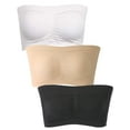 thumbnail image 1 of 1/3 Packs Women's Seamless Bandeau Crop Tube Top Bra Strapless Padded Bralette, 1 of 6