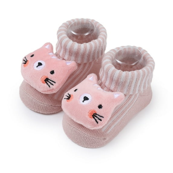 1/3-Pairs Newborn Girls Boys 3D Cartoon Slipper Cotton Anti-slip Booties Socks 0-12 Months