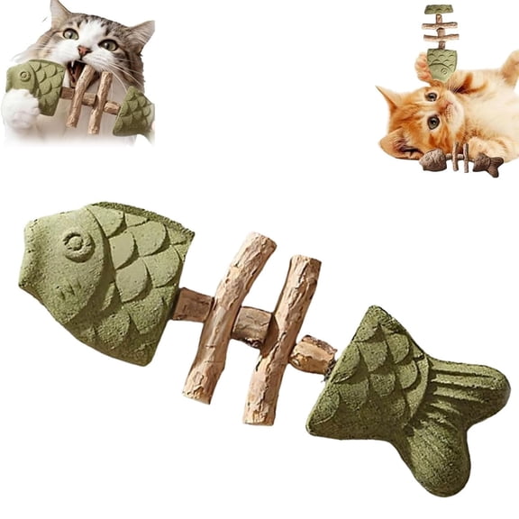 1/3/Pcs Natural Fishbone Catnip & Silvervine Chew Toy, Wooden Catnips Teeth Cleaning Stick, Interactive Kitten Chew Playthings, for Cats Teeth Cleaning