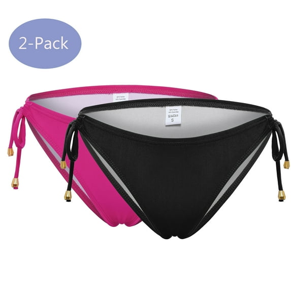 1-3 Pcs Women's Side Loop Hipster Bikini Swimsuit Bottom Smoothies Brasilia Solid Tie Side Cheeky Bikini