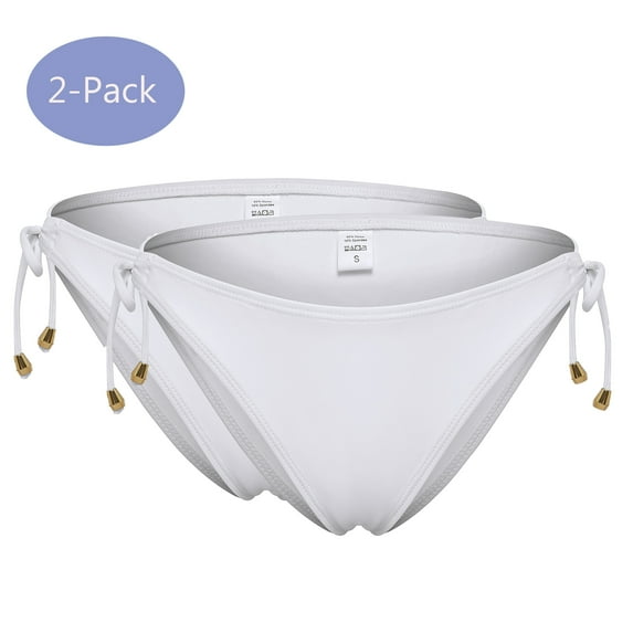 1-3 Pcs Women's Side Loop Hipster Bikini Swimsuit Bottom Smoothies Brasilia Solid Tie Side Cheeky Bikini