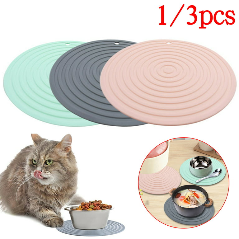 Silicone Pet Food Mat 2 Pieces Food Bowl Place-Mat Pet Feeding Mat Small  Pet Dog Cat Food Mats For Floors For Food And Water, Suitable For Medium  And Small Pet, 9.5 X
