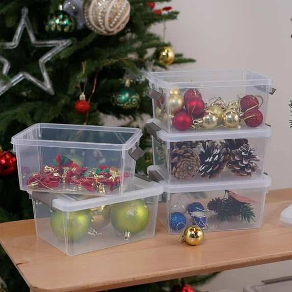 1.3 QT 10 Pack White Stackable Plastic Storage Bins with Lids for Organizing
