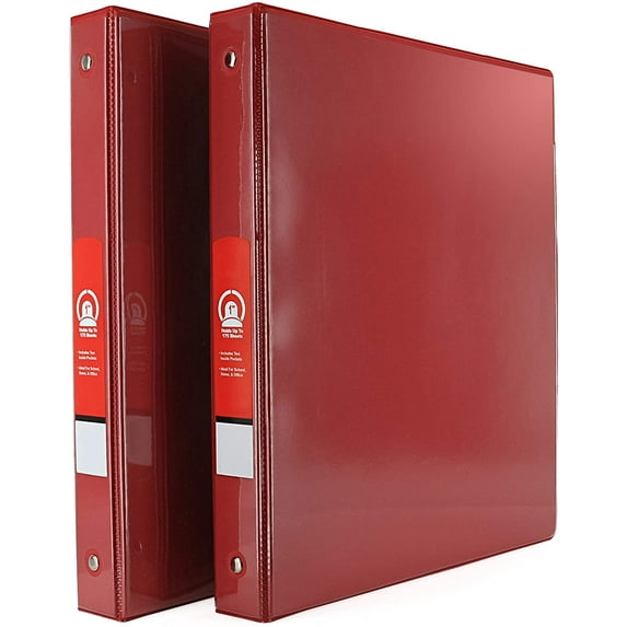 1" 3-Ring View Binder with 2-Pockets - Available in Red - Great for School, Home, & Office (2-Pack) - by Emraw