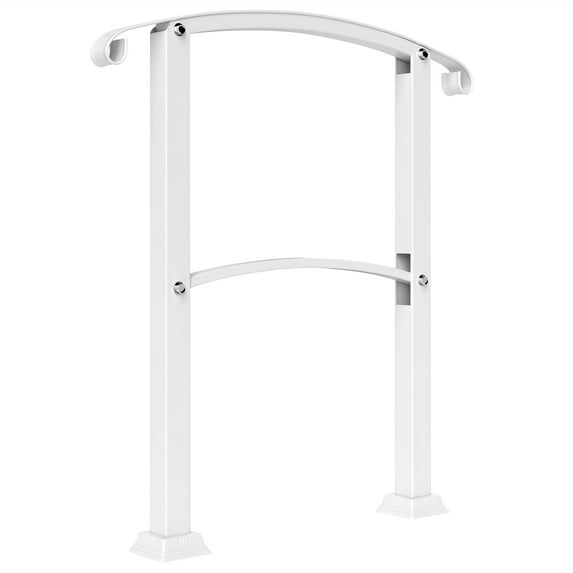 1-3 Step Metal Handrails for Outdoor Steps, Porch Deck Stair Railing with Installation Kit for Concrete Steps, White