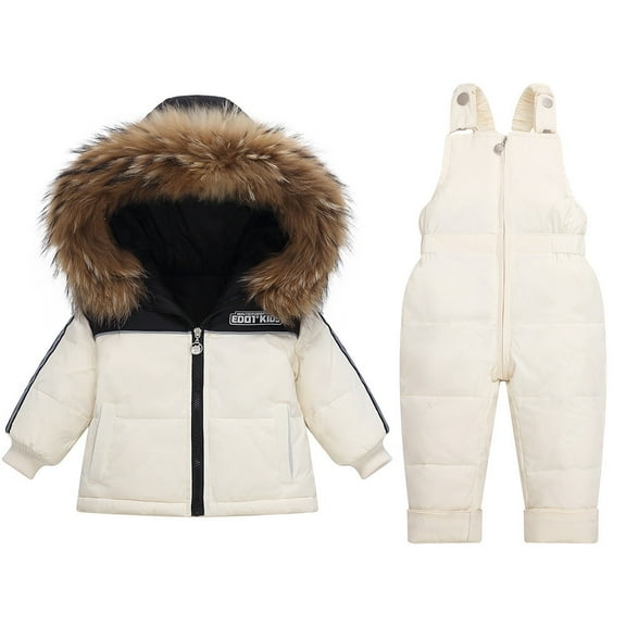 1-3 Year Winter Warm Outdoor Ski Suit Old Boys And Girls Winter Thick Detachable Crotch Overalls Two-piece Down Jacket