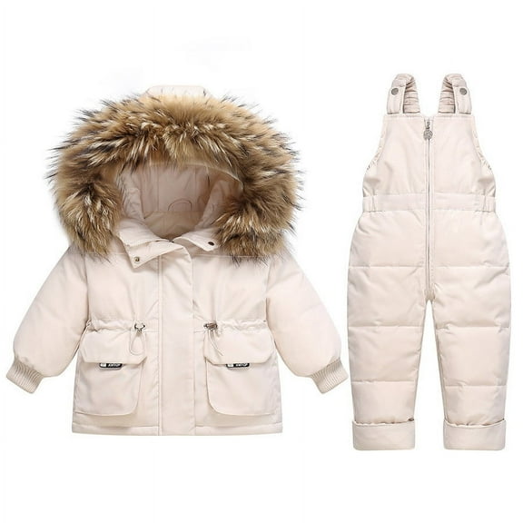1-3 Year Winter Warm Outdoor Ski Suit Old Boys And Girls Winter Thick Detachable Crotch Overalls Two-piece Down Jacket