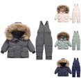 thumbnail image 1 of 1-3 Year Winter Warm Outdoor Ski Suit Old Boys And Girls Winter Thick Detachable Crotch Overalls Two-piece Down Jacket, 1 of 3