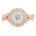 thumbnail image 1 of 1.3 ct Brilliant Round Cut Genuine Cultured Diamond SI1-SI2 G-H 18K Rose Gold Halo Promise Wedding Statement Engagement Designer Ring size 8, 1 of 6