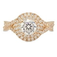 thumbnail image 1 of 1.3 ct Brilliant Round Cut Real Genuine Natural Diamond SI1-SI2 G-H 14K Yellow Gold Halo Promise Wedding Statement Engagement Designer Ring size 4.5, 1 of 7