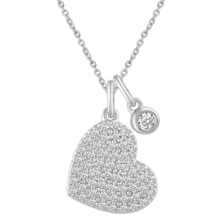 1/3 ct Carat tw Natural Diamond Puff Pave Floating Heart Shape