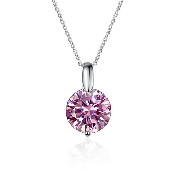 1 to 3 ct D Color Moissanite Pendant Necklace for Women, Yellow/Blue/Pink Diamond Necklaces,925 Sterling Silver Jewelry Gifts for Wife Mom with Certificate