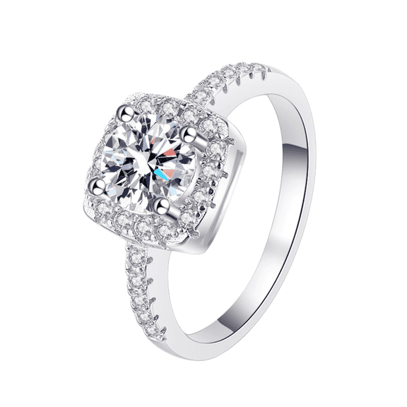 1 to 3 ct D Color VVS1 Moissanite Rings for Women S925 Sterling Silver Women Engagement Rings, Square Diamond Ring for Wedding Valentine's Day Birthday Gift with Certificate