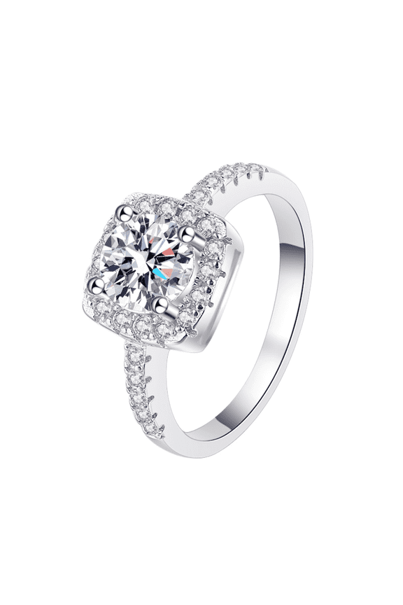 1 to 3 ct D Color VVS1 Moissanite Rings for Women S925 Sterling Silver Women Engagement Rings, Square Diamond Ring for Wedding Valentine's Day Birthday Gift with Certificate